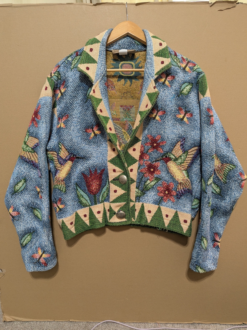 VTG Painted Pony Whimsical Tapestry Jacket Vintage Small USA Artisan 90s Unique